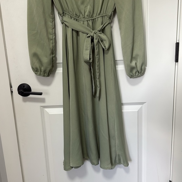 Shein Women’s Midi Sage Long Sleeve Round Neck Dress size XS 2 - Picture 4 of 6